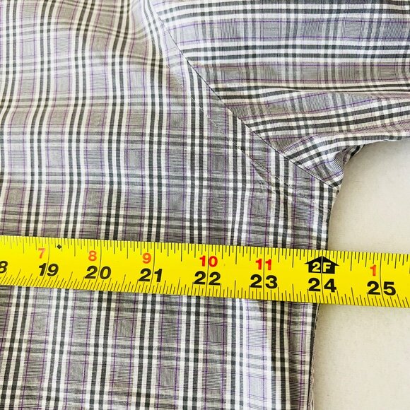 Michael Kors Men's Plaid Long Sleeve Button-Up Grey/Purple Shirt 16.5 34/35 NWOT - Picture 10 of 11